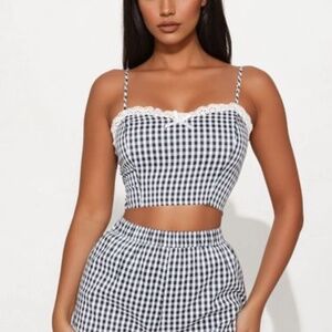 Lily Gingham Short Set - Black - M